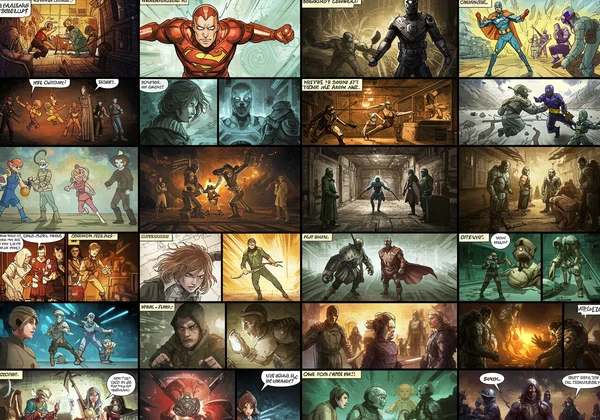 Diverse comic styles and panel layouts generated by AI