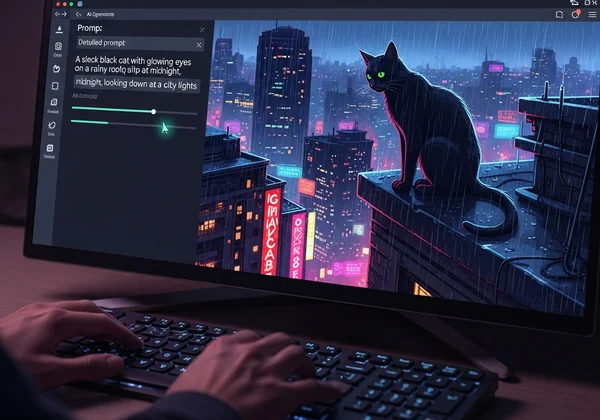 User types prompt, AI generates detailed comic panel