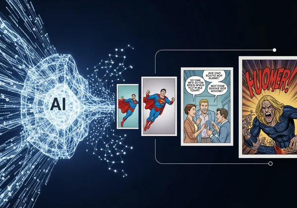 Text transforming into comic panels via AI technology