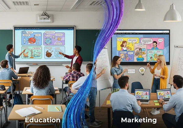 AI comics used for education and marketing applications