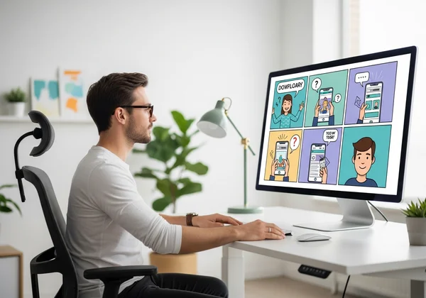 UX designer reviewing a comic storyboard