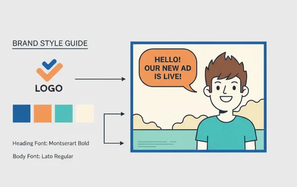 Brand style guide influencing comic elements