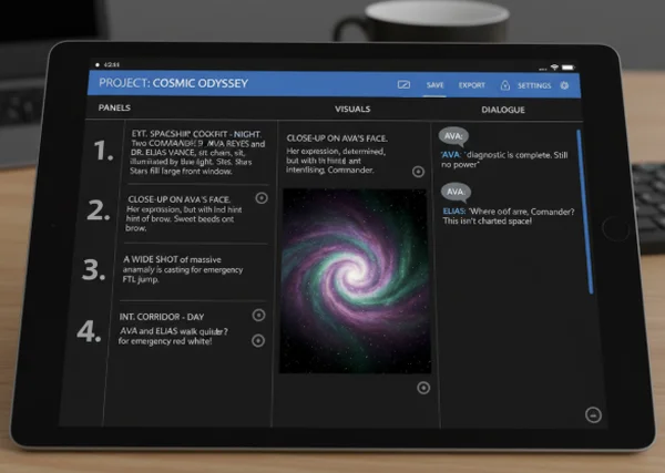 Digital comic script planning interface