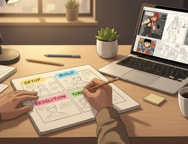 Planning a four-panel comic page